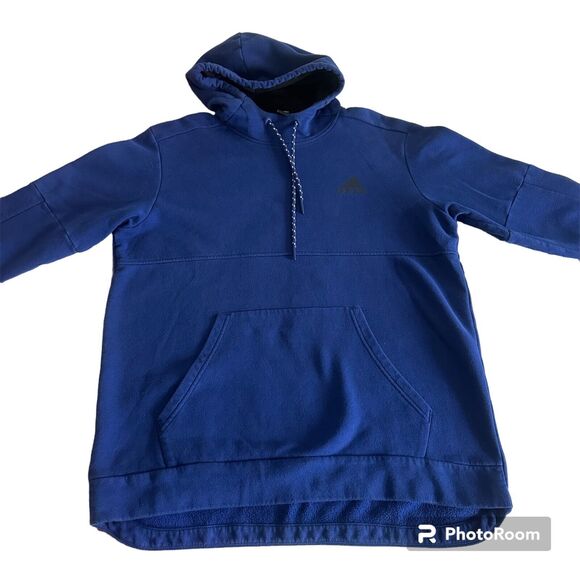 Adidas Hoodie Mens Large Blue Pullover Hooded Sweatshirt Logo Active Adult - Picture 1 of 7